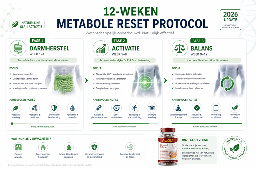 Gedetailleerd 12-weken schema voor metabole reset en GLP-1 optimalisatie in 2026